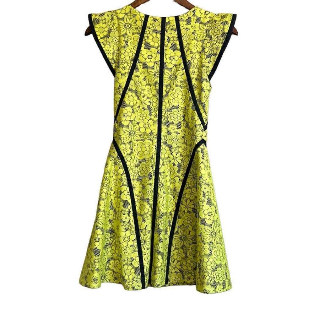 Alexis Cap Sleeve Crew Neck Front Zip Lace Overlay A-line Dress - Picture 7 of 7